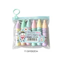 Set of 6 colorful mini milk bottle highlighters in a clear portable zipper pouch - Feeding Bottle (Q-1362)