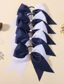 Lot de grands nœuds pour cheveux bicolores bleu marine et blanc de 7,48 pouces - Ensemble Épissage Bleu Foncé et Blanc
