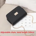 Black chic leather style chain crossbody small square bag with adjustable strap - Adjustable Chain / Black