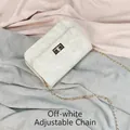 Chic off-white textured mini square bag with adjustable gold-tone chain strap - Adjustable Chain / Off White