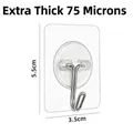 Extra thick 75 mil transparent adhesive hook showing 3.5cm x 5.5cm size dimensions - Stainless Steel Hooks / 3.5x5.5cm / Clear