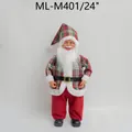 Realistic 24-inch standing Santa Claus figurine wearing a red and green plaid outfit - Red and Green Plaid Shirt Style (ML-M401/24")