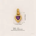 Minimalist gold-plated stainless steel heart pendant with purple heart gemstone charm - February Heart Birthstone Pendant (Gold) Only (Without Chain) / Gold