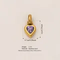 Premium gold stainless steel heart pendant with purple birthstone and dimensions - June Heart Birthstone Pendant (Gold) Only (Without Chain) / Gold