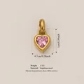 Elegant pink heart birthstone pendant made of gold stainless steel with size details - October Heart Birthstone Pendant (Gold) Only (Without Chain) / Gold