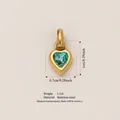 Golden heart pendant with cyan gemstone, stainless steel birthstone accessory - December Heart Birthstone Pendant (Gold) Only (Without Chain) / Gold