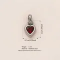 Stainless steel red heart birthstone pendant featuring weight and size details - January Heart Birthstone Pendant (Steel Tone) Only (Without Chain) / Steel