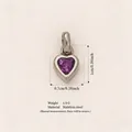 Stainless steel heart-shaped birthstone pendant with a vibrant purple gem detail - February Heart Birthstone Pendant (Steel Tone) Only (Without Chain) / Steel