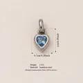Blue heart birthstone pendant in stainless steel with weight and size specifications - March Heart Birthstone Pendant (Steel Tone) Only (Without Chain) / Steel