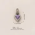 Heart-shaped stainless steel pendant with purple amethyst birthstone detail - June Heart Birthstone Pendant (Steel Tone) Only (Without Chain) / Steel