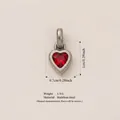 Heart pendant with red birthstone in vintage stainless steel, size 1cm x 0.7cm. - July Heart Birthstone Pendant (Steel Tone) Only (Without Chain) / Steel