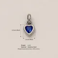 Heart shaped stainless steel pendant with blue birthstone, 1.0cm dainty jewelry charm. - September Heart Birthstone Pendant (Steel Tone) Only (Without Chain) / Steel