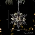 Acrylic snowflake Christmas tree hanging ornament with gold sequins detail, 9.5x11cm - Heart Snowflake