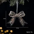 Acrylic Christmas bow ornament with gold sequins, 12.5x9.5cm size - Bow