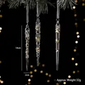 Acrylic icicle Christmas tree ornaments with gold sequins 14cm hanging decorations - Icicle