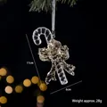 Clear acrylic Christmas candy cane ornament with a sparkling gold sequin bow decoration - Candy Cane