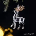 Crystal-clear acrylic reindeer Christmas ornament with sparkling gold sequined antlers - 3D Reindeer