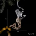 Elegant acrylic mermaid Christmas tree ornament with golden sequin tail, 12cm x 6cm size - Mermaid