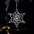 Exquisite clear acrylic snowflake Christmas tree hanging ornament with gems, 15x13cm size - Petal Snowflake