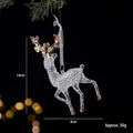 Transparent acrylic Christmas reindeer ornament with gold sequin antlers for tree decor - Walking Reindeer