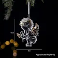 Handcrafted clear acrylic angel Christmas ornament with elegant gold sequins, 10x8cm - Angel