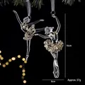 Elegant acrylic ballerina Christmas tree ornament with gold sequins, 16cm height. - Dancing Girl