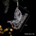 Elegant clear acrylic Christmas sleigh hanging ornament with gold sequins, 12cm length - Sled