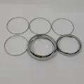 Detailed view of silver smooth surface alloy bracelet set with different widths - Silver Polished Multi-size 6-Piece Set (9965)