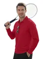 Men's red long-sleeve polo shirt with pocket and lapel for autumn outdoor activities - S / Burgundy