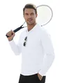Men's casual white long sleeve polo shirt featuring outdoor tactical style with pocket - S / White