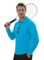 Men's long sleeve polo shirt in bright blue with chest pocket and classic collar - S / Dark Blue