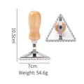 Triangle zinc alloy biscuit cutter with wooden handle, dimensions 7x10.5cm and 54.6g. - Triangle