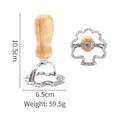 Zinc alloy flower cookie mold with wooden handle, dumpling cutter, 10.5x6.5cm size. - Turkey