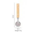Zinc alloy pastry cutter wheel with wooden handle, 16cm height and fluted edge design - Small Long Pastry Wheel