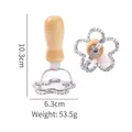Zinc alloy flower shaped cookie cutter with ergonomic wooden handle for holiday baking - Plum Blossom
