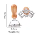 Professional zinc alloy wavy biscuit cutter with natural wooden handle, weight 49g - Bat