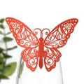 Carte de verre papillon 3D rouge découpée au laser pour décoration de table de mariage. - Carte Rouge Orangé