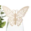 Gros plan d'une carte papillon ajourée au laser pour la décoration de table de mariage - Étoile Crème Bijoux