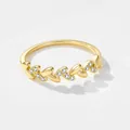 Elegant 18k gold plated sterling silver ring with wheat ear design and sparkling cubic zirconia - US 6 / Gold