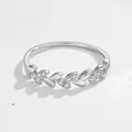 Elegant sterling silver wheat ear ring with sparkling inlaid zirconias for women. - US 5 / Silver