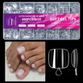 600 Stück klare, ultra kurze falsche Zehennägel mit Soft-Gel-Spitzen in 12 Größen - 600 Stück Zehennagel-Nagelspitzen in Box 01