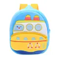Cute cartoon ship-shaped plush toddler backpack featuring vibrant blue and yellow colors - Ship