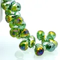 Brilliant green faceted teardrop K9 crystal glass beads for DIY jewelry making and crafts - Deep Green AB / 6mm (approximately 87 Beads Per Strip)