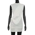 White sleeveless bodycon mini dress with asymmetrical draping and ruched details - S / White