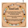 Natural stone beaded bracelet featuring Green Aventurine, Citrine, and Tiger Eye - Good Luck Style (1) / With Card / Multicolor