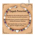 Bohemian 4mm natural stone beaded bracelet with heart charm on display gift card - Heart Pendant Style (3) / With Card / Multicolor