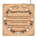 Bohemian 4mm natural stone beaded bracelet with amethyst, rose quartz and hematite beads - Energy Stone Style (5) / With Card / Multicolor