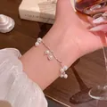 Elegant Korean style retro pearl bracelet with silver chain jewelry gift for women - S855 Silver - Off-white Shell Artificial Pearl Bracelet