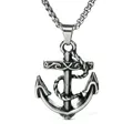 Vintage men's stainless steel anchor pendant necklace featuring detailed nautical rope design - Rope Wrapped Anchor Style (Pendant + Chain 1)