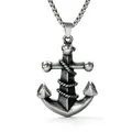 Vintage stainless steel nautical anchor pendant necklace with coiled rope for men - Vintage Spiral Rope Anchor Style (Pendant + Chain 2)